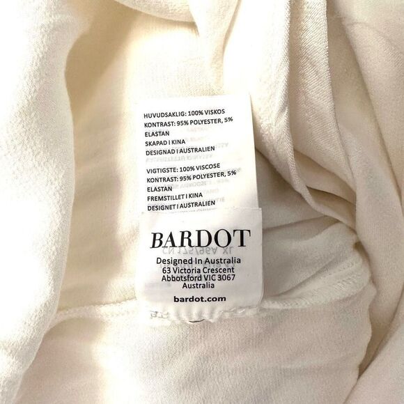 Bardot Cassidy Surplice Wrap Front Satin Long Sleeve Ivory Bodysuit Top Size 10 - Picture 5 of 5